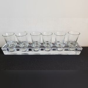 6 Shot Glasses Set With Fleet Holder Barware Cocktails